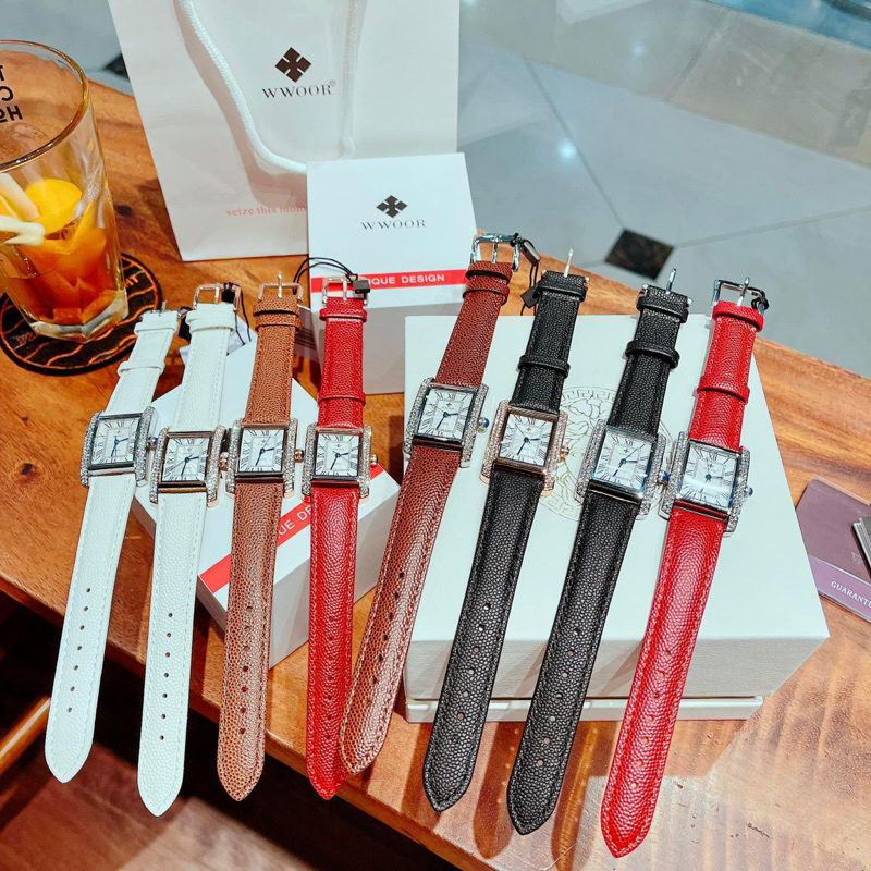 Đồng hồ đeo tay WWOOR nữ dây da mềm, hàng full box, thẻ bảo hành 12 tháng Mai Luxury Watch W 8806