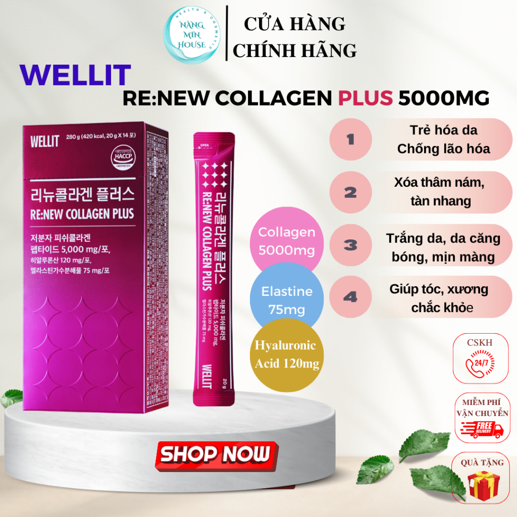 Collagen Cao Cấp WELLIT RE:NEW COLLAGEN PLUS 20g x 14 gói