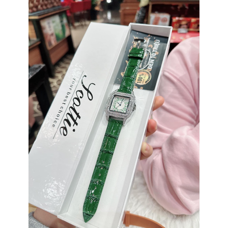 Đồng hồ nữ Scottie mặt vuông full đá hot trend bền bỉ sang trọng Mai Luxury Watch SC 9127