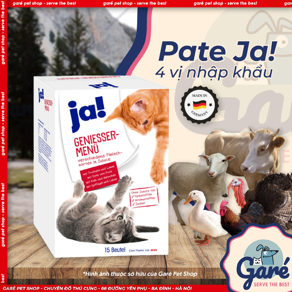 Pate Đức Ja cho Mèo vị Thịt Gà & Thịt Cừu tươi thơm ngon đặc biệt - Garé Pet Shop