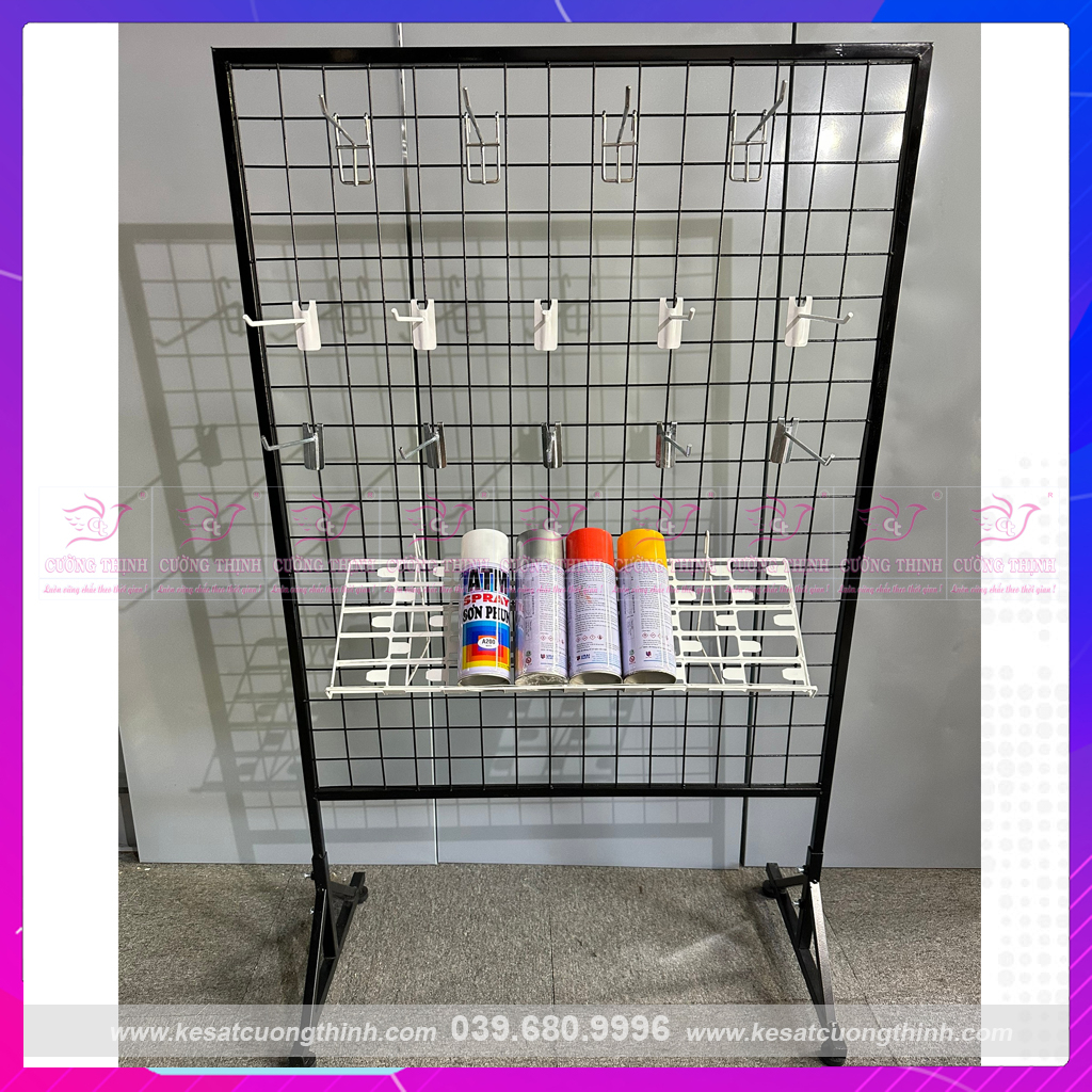 Khung lưới treo hàng, có chân đế giá rẻ, loại dày  màu Đen