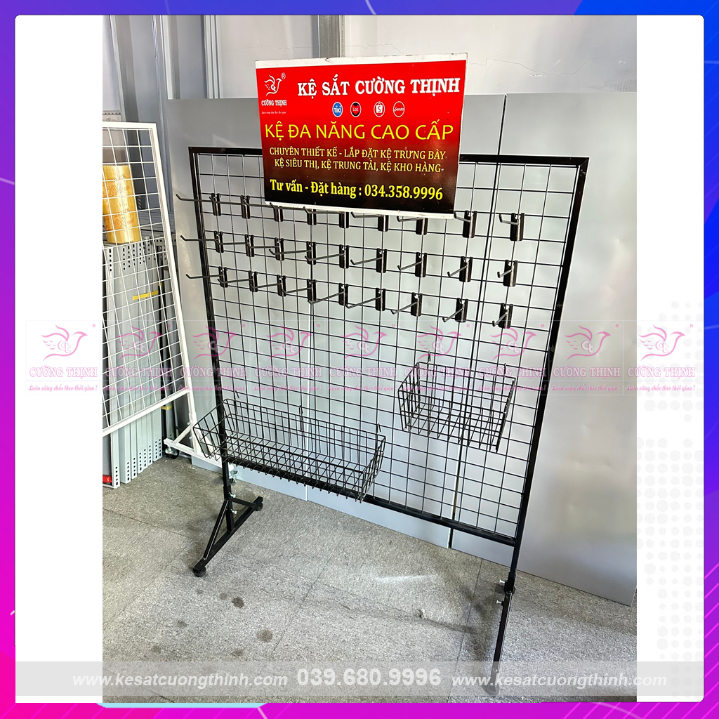 Khung lưới treo hàng, có chân đế giá rẻ, loại dày  màu Đen