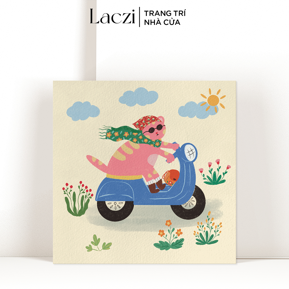 Tranh Mèo Vô Tri Canvas Treo Tường Trang Trí Nhà Cửa Đẹp Dễ Thương Laczi (LH-74)