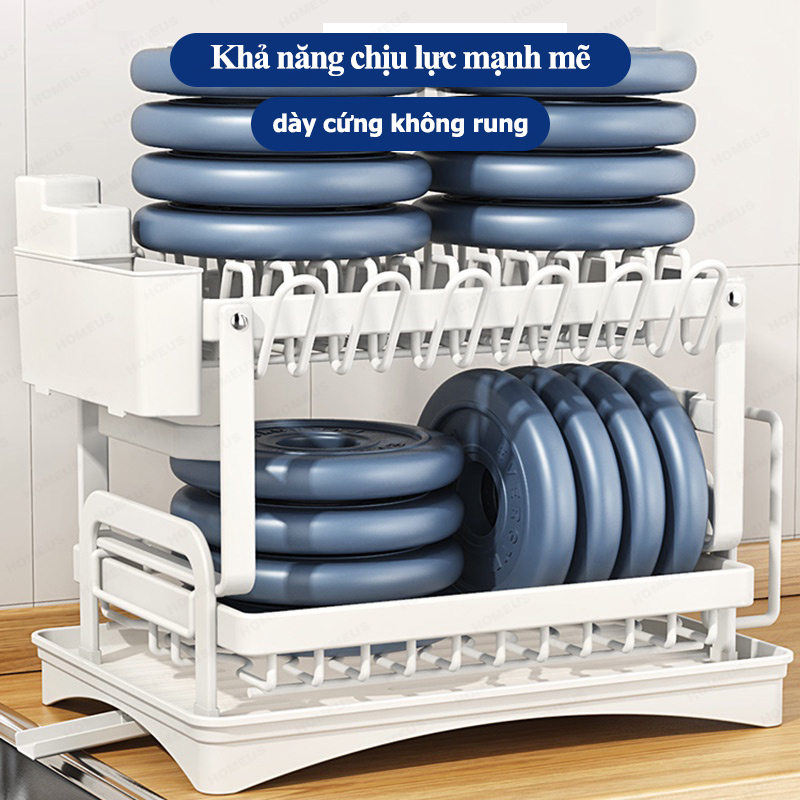 Homeus  Nhà bếp thép không gỉ thoát nước Rack Dish Rack Kệ lưu trữ nhà bếp với pallet