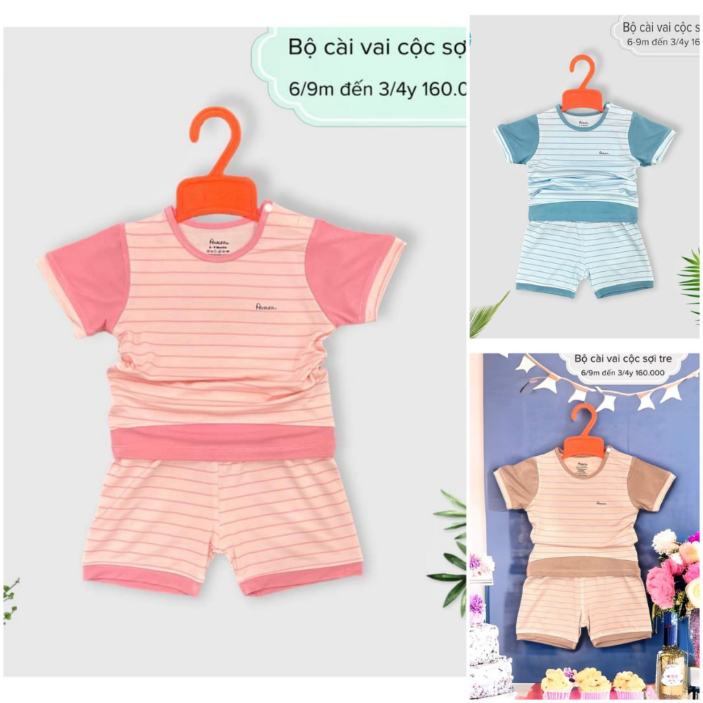Bộ cộc tay cài vai Avaler cho bé trai và gái từ 6 tháng đến 4 tuổi