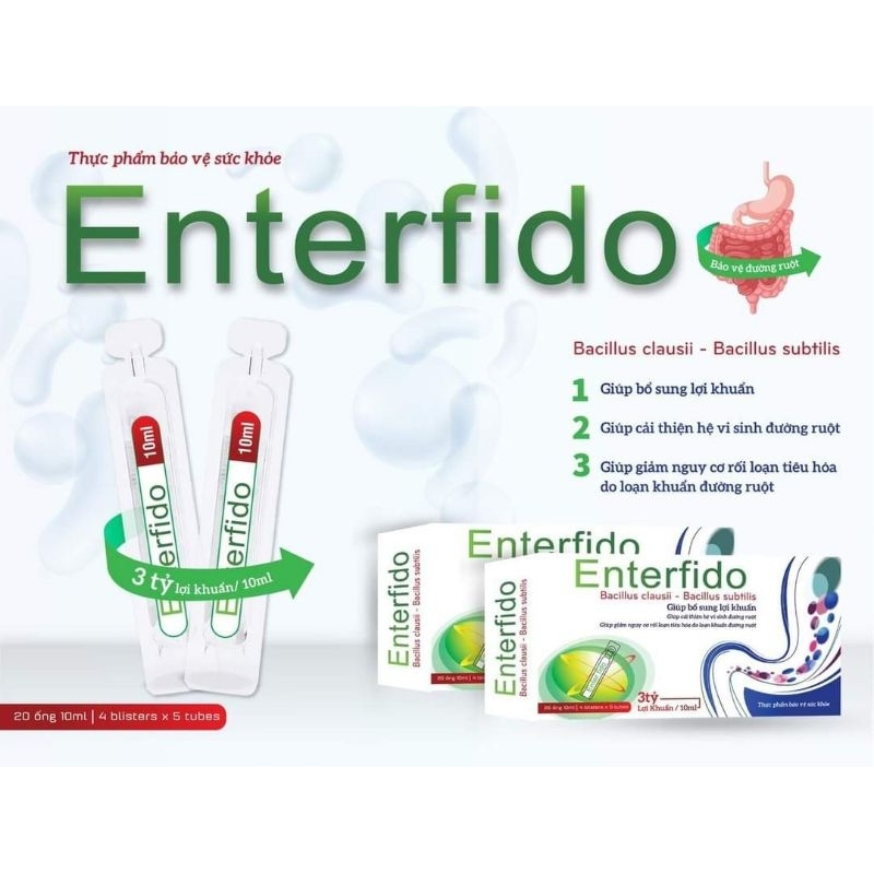 Men vi sinh ENTERFIDO cân bằng hệ vi sinh đường ruột cho bé - Hộp 20 ống