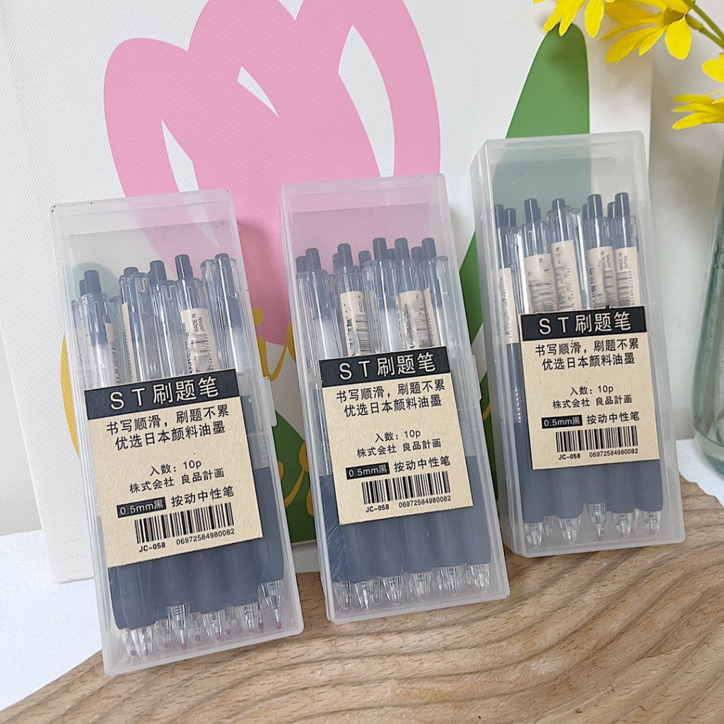 Set 10 bút mực gel 0,5mm cho sinh viên, dân văn phòng