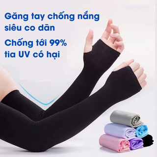 Găng tay áo chống nắng chống uv bằng vải lụa mát siêu co giãn thoải mái