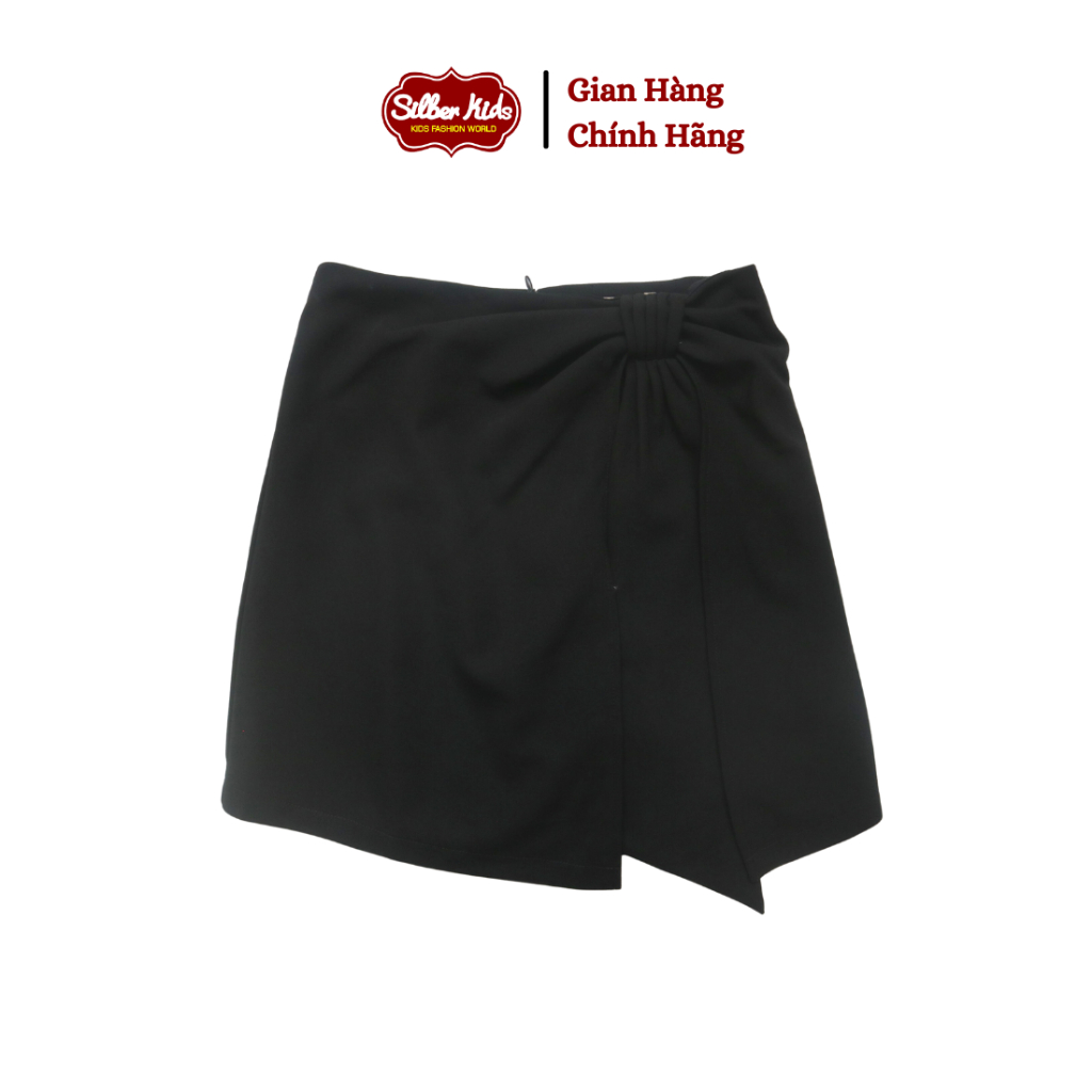 Chân Váy Nữ Ngắn Phối Tà Dúm Nơ Eo SILBERKDIS