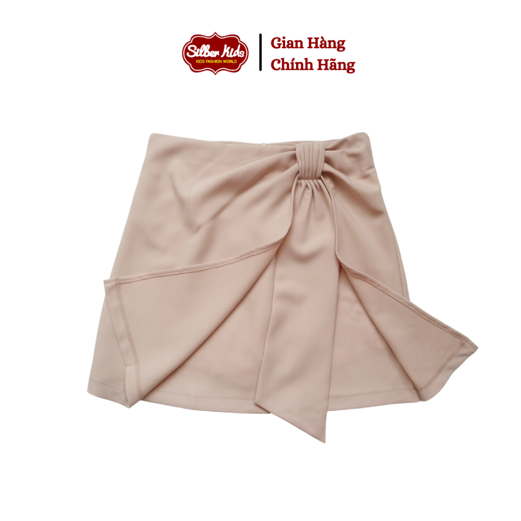 Chân Váy Nữ Ngắn Phối Tà Dúm Nơ Eo SILBERKDIS