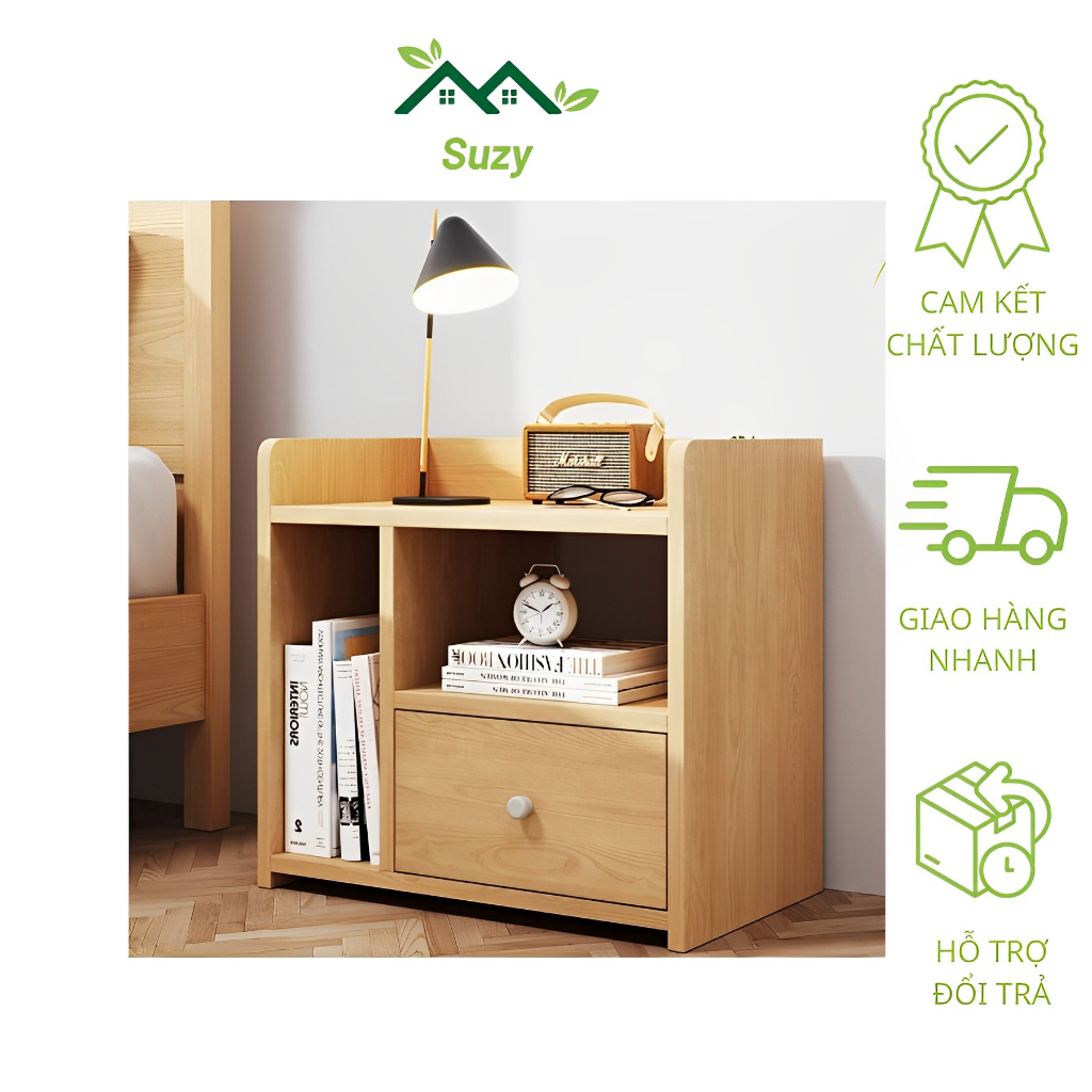 Tủ Đầu Giường SUZY 1 Ngăn, Tủ Gỗ MDF Mini Cao 36cm