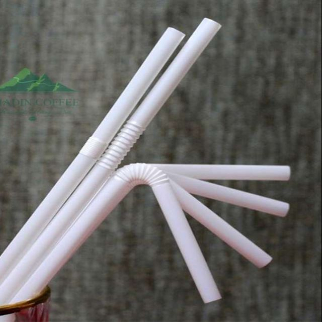 Ống hút gập cong phi 6 đen trắng 1 gói 70 cái