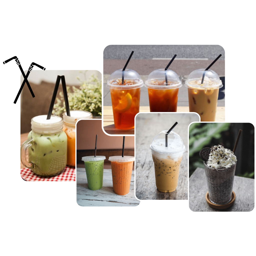 Ống hút gập cong phi 6 đen trắng 1 gói 70 cái