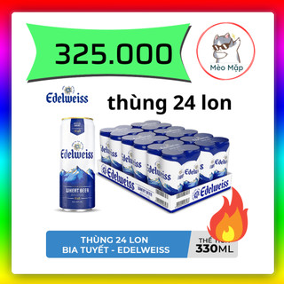 Date 07/2023 --- thùng 24 lon bia tuyết-edelweiss 330ml/lon