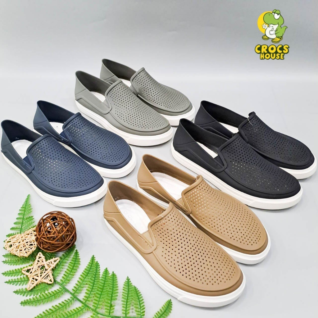 Giày crocs citilane roka slip on men bằng nhựa EVA nguyên khối, giày lười cross cho nam đi mưa chống trượt crocs house