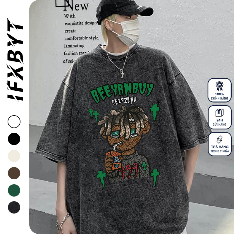 Áo thun IFXBYT N0048 tay lỡ unisex oversize 100% cotton