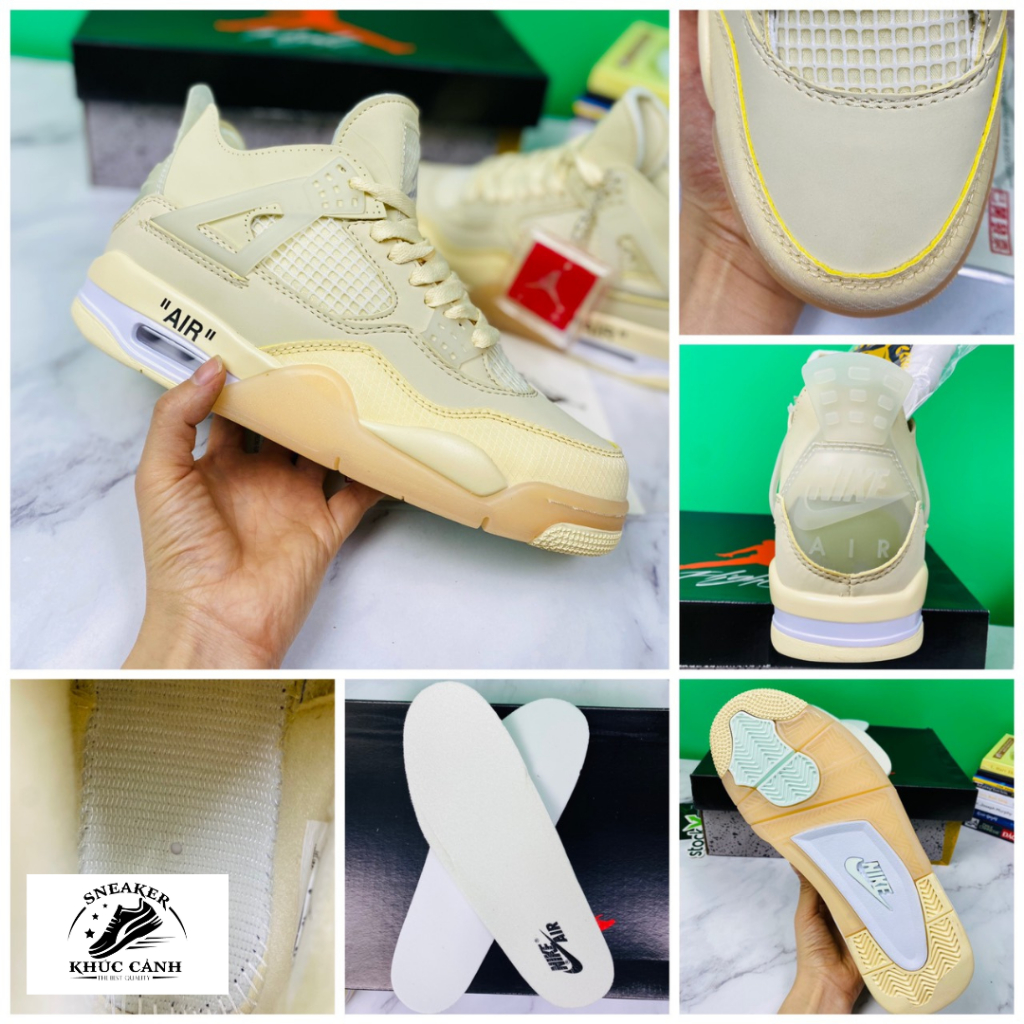 Giày sneaker AJ4 White Cement  - Bản da nhăn Fullbox - GIÀY KHÚC CẢNH
