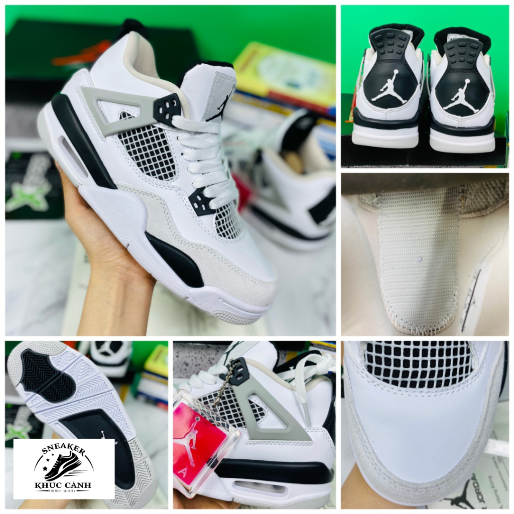 Giày sneaker AJ4 White Cement  - Bản da nhăn Fullbox - GIÀY KHÚC CẢNH