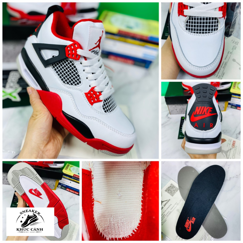 Giày sneaker AJ4 White Cement  - Bản da nhăn Fullbox - GIÀY KHÚC CẢNH