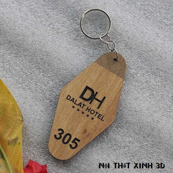 Móc khóa số phòng, logo, tên khách sạn, nhà nghỉ, homestay thiết kế theo yêu cầu
