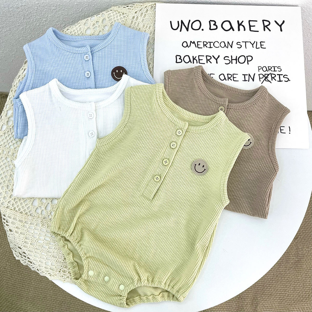 Bodysuit cho bé 4 màu dễ thương, Bodysuit cho bé gái bé trai sơ sinh cúc cài mềm mịn tháng mát