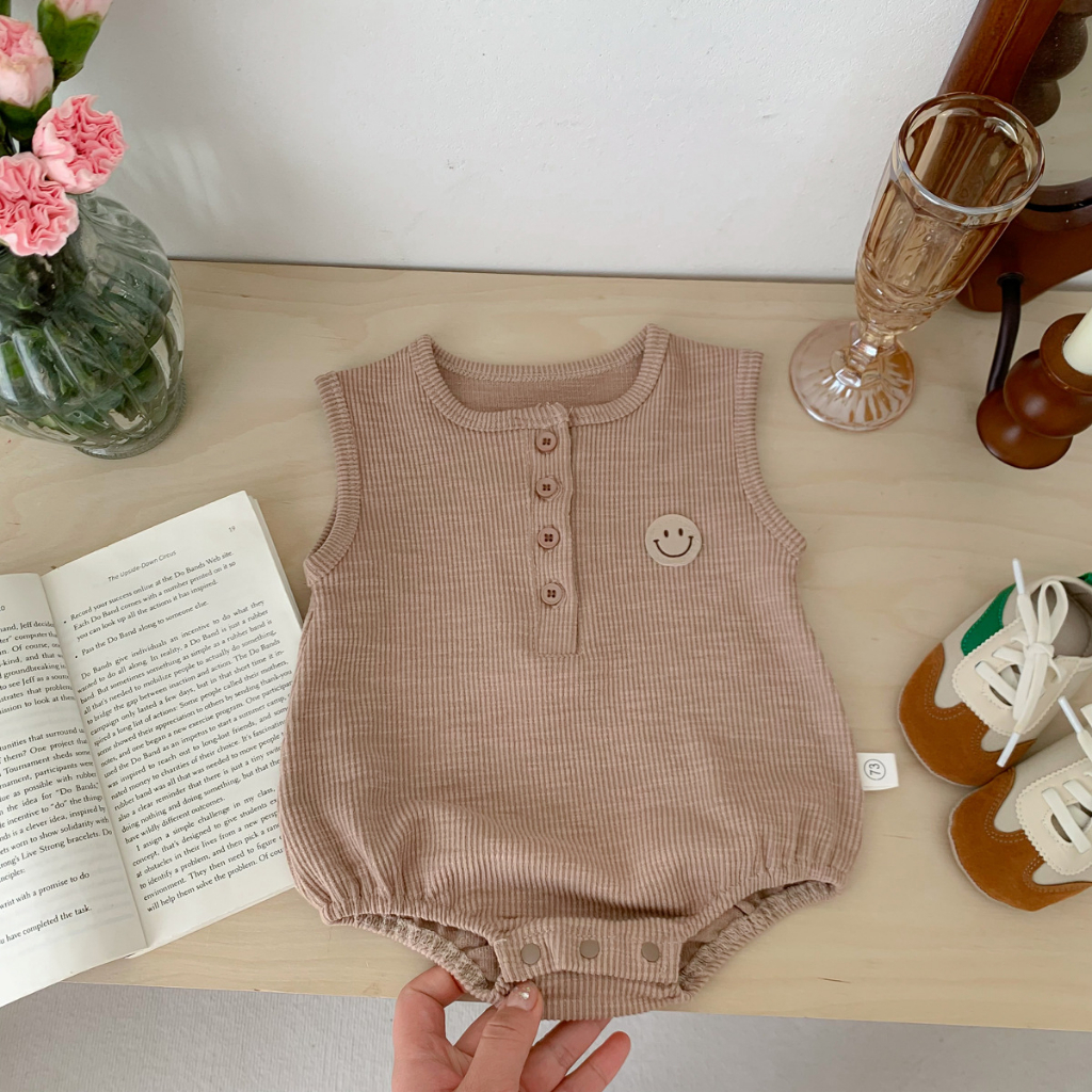 Bodysuit cho bé 4 màu dễ thương, Bodysuit cho bé gái bé trai sơ sinh cúc cài mềm mịn tháng mát