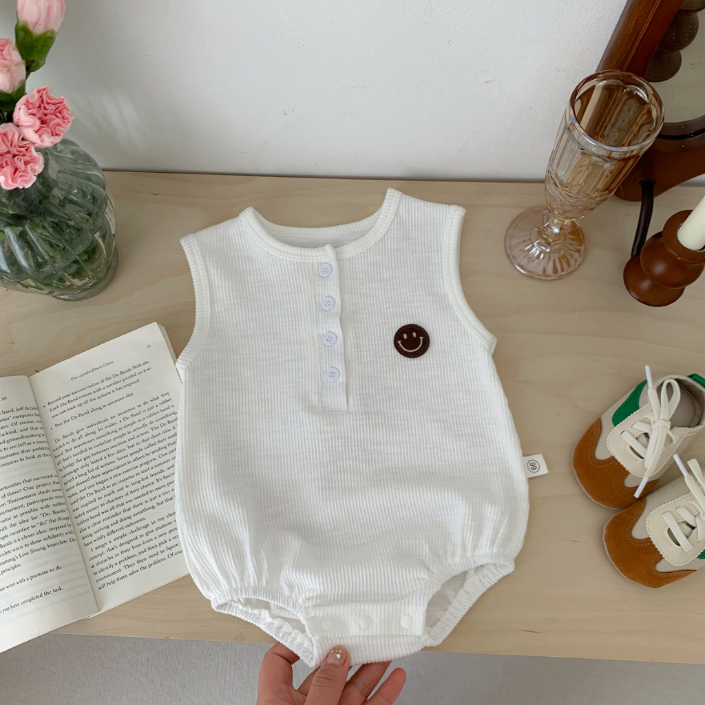 Bodysuit cho bé 4 màu dễ thương, Bodysuit cho bé gái bé trai sơ sinh cúc cài mềm mịn tháng mát