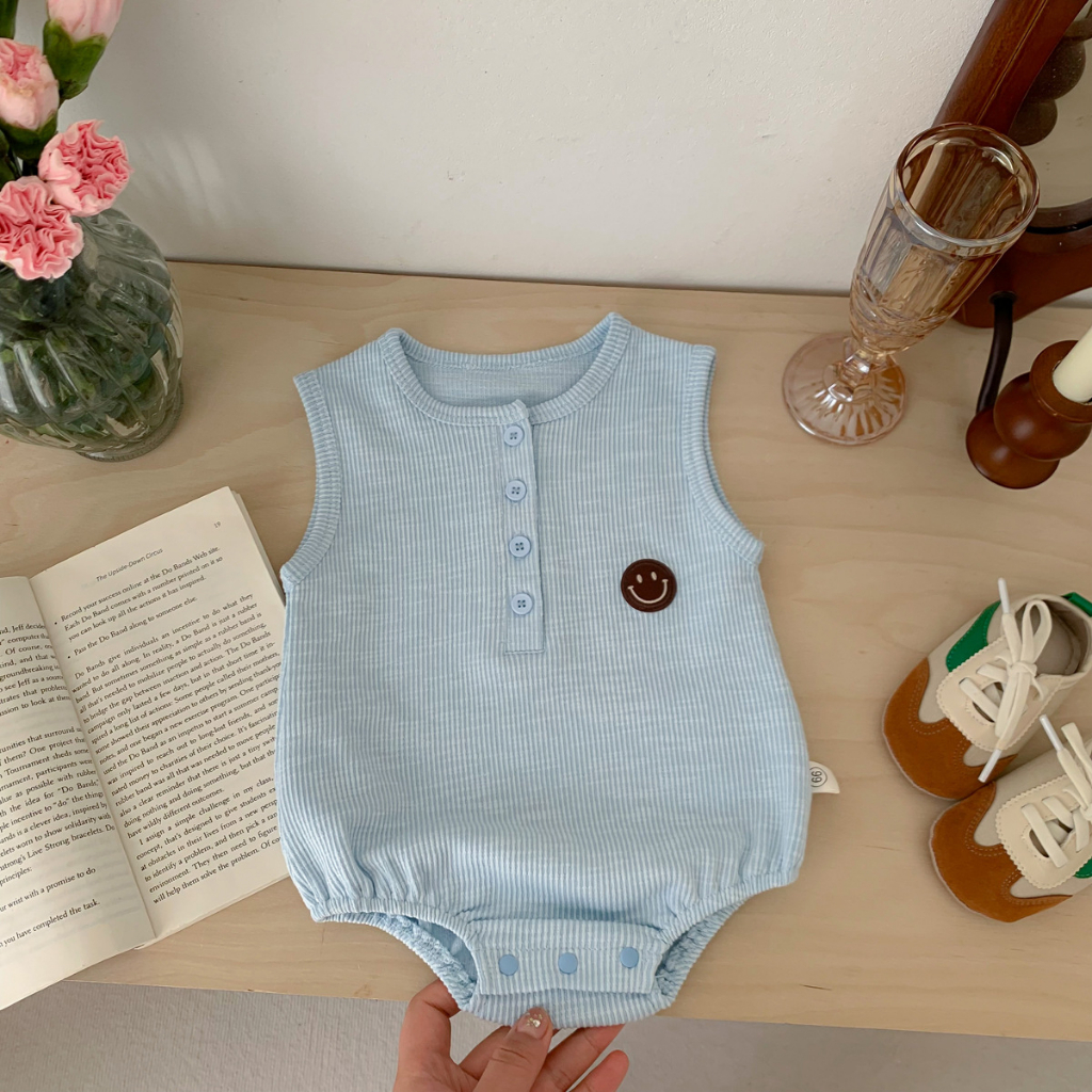 Bodysuit cho bé 4 màu dễ thương, Bodysuit cho bé gái bé trai sơ sinh cúc cài mềm mịn tháng mát