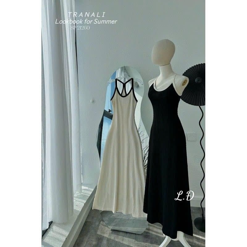 Đầm Viền Hai Dây Cổ V Hở Chéo Lưng - Dáng Dài Maxi Ôm Body Sexy - Tiểu Thư Bánh Bèo Cute Sang Chảnh - Basic Đơn Giản