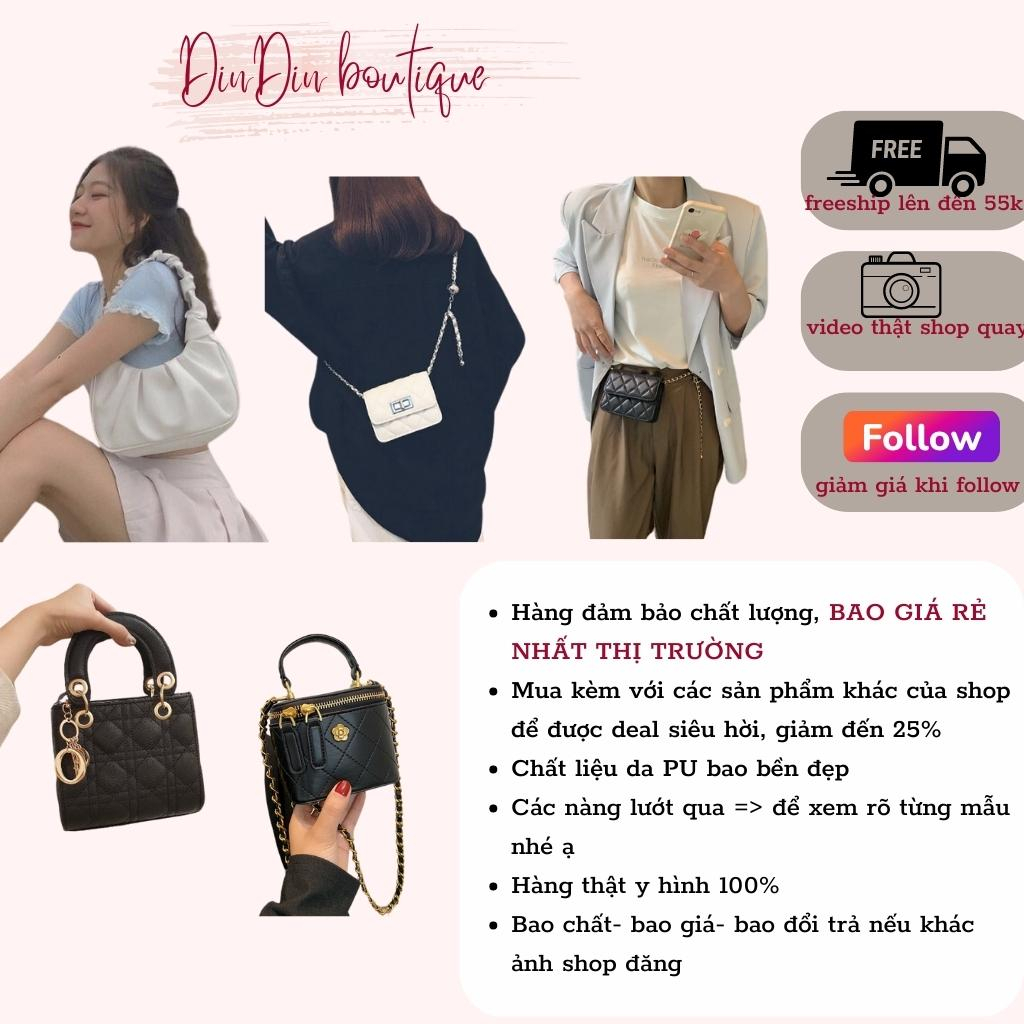 Túi xách nữ đeo chéo mini, túi xách cầm tay mini, túi hộp tròn cầm tay mini, túi kẹp nách 2 màu đen trắng