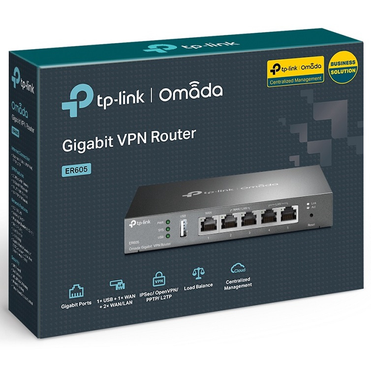 Cân bằng tải TP-Link TL-ER605 V2.0 (TL-R605) Omada VPN băng thông rộng, 4 WAN Gigabit