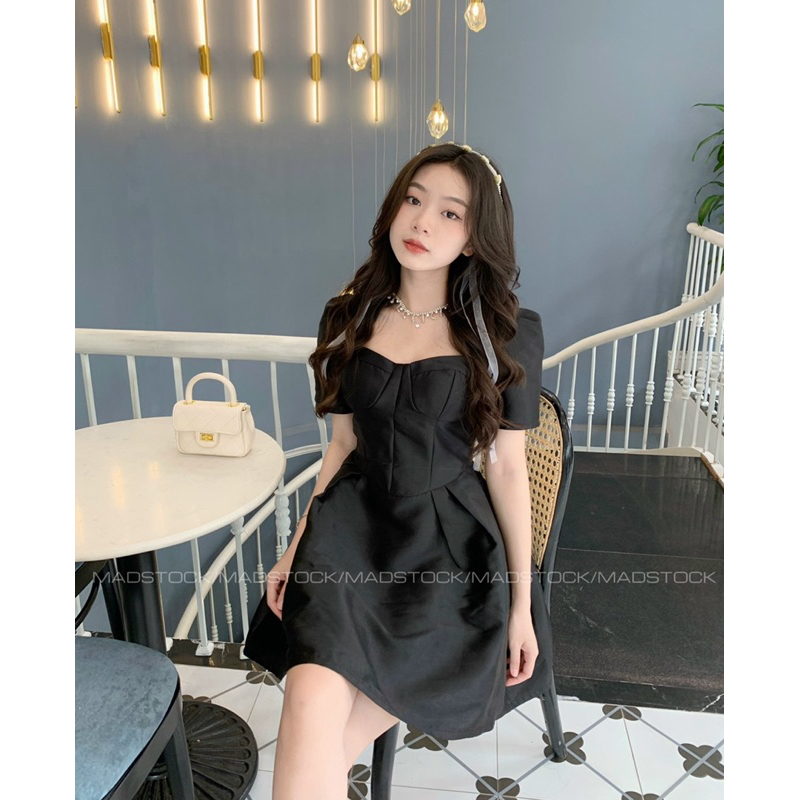 Đầm tiểu thư cổ viền đá cúp ngực * Fairy Dress * sang trọng dự tiệc