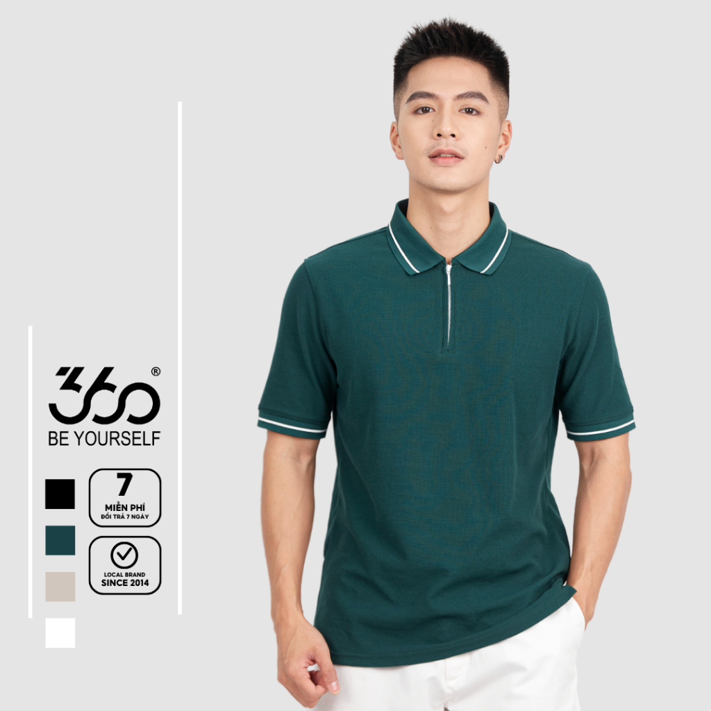 Áo polo nam phối màu trẻ trung thương hiệu 360 Boutique chất liệu pique cao cấp - POTTK411