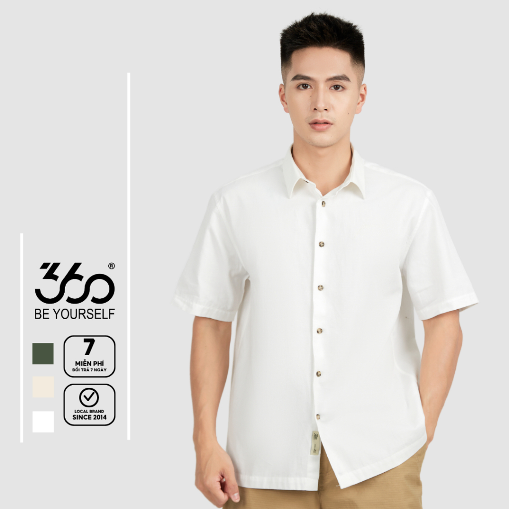 Áo sơ mi ngắn tay cao cấp form rộng thương hiệu thời trang nam 360 Boutique - SHNTK409