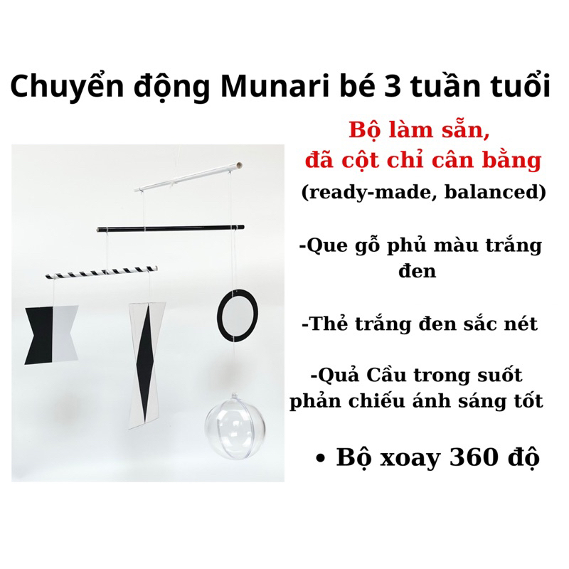 Đồ chơi montessori sơ sinh gobbi-munari-bát diện-chuyển động kích thích thị giác vũ công đồ chơi treo kệ chữ a