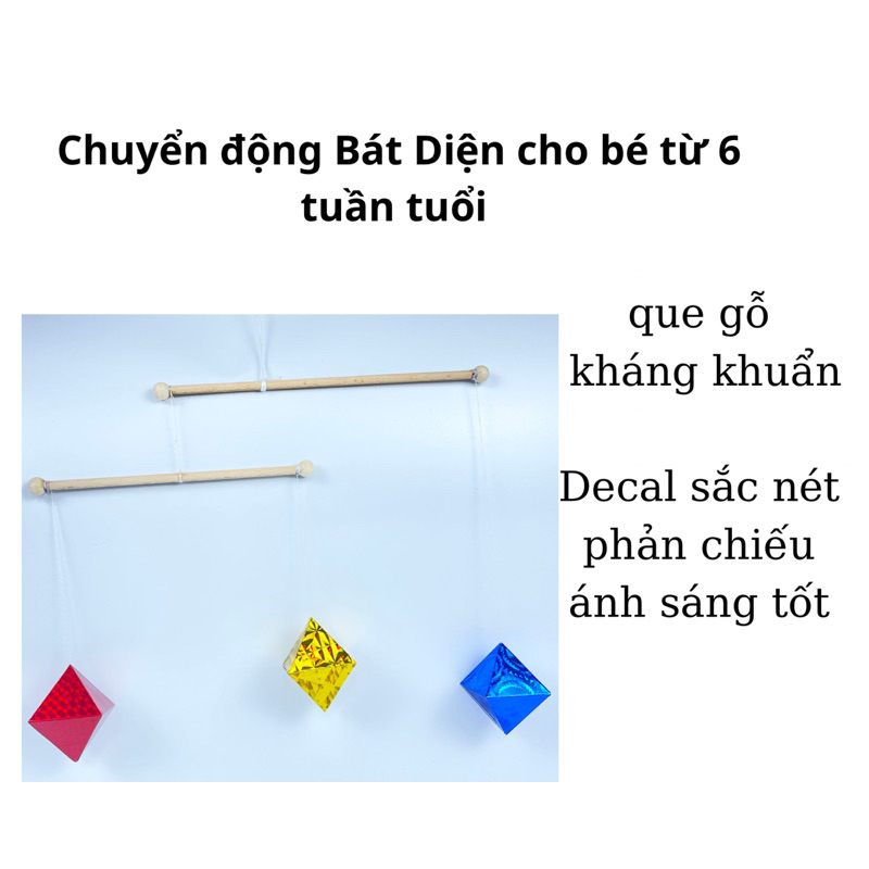 Đồ chơi montessori sơ sinh gobbi-munari-bát diện-chuyển động kích thích thị giác vũ công đồ chơi treo kệ chữ a