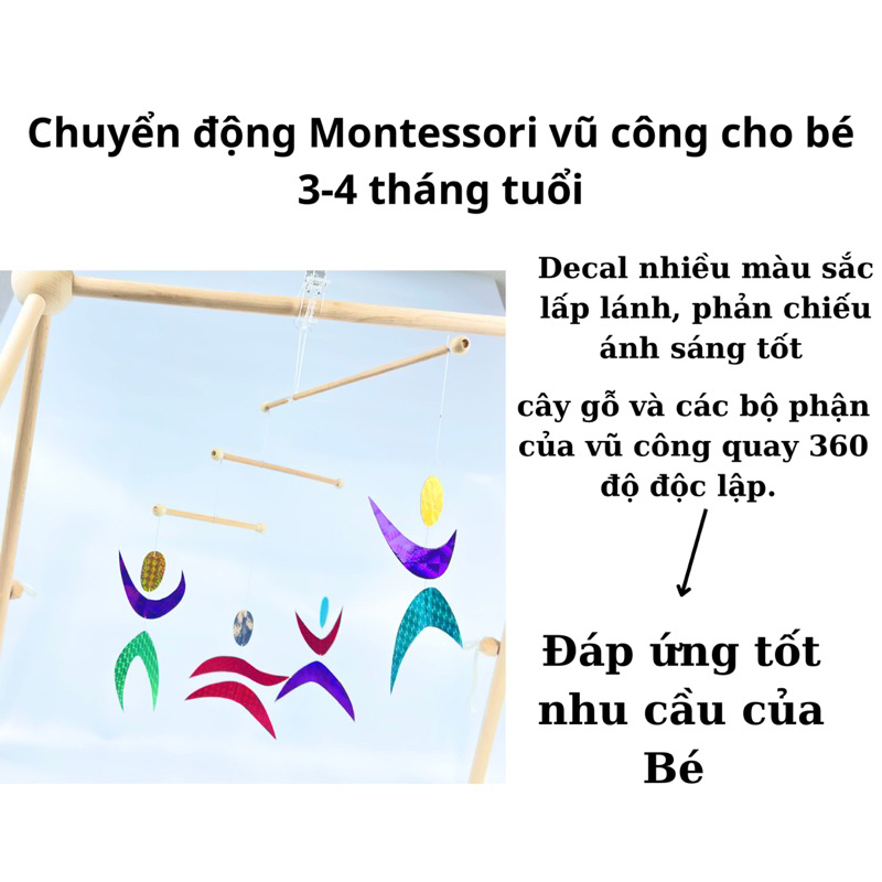 Đồ chơi montessori sơ sinh gobbi-munari-bát diện-chuyển động kích thích thị giác vũ công đồ chơi treo kệ chữ a