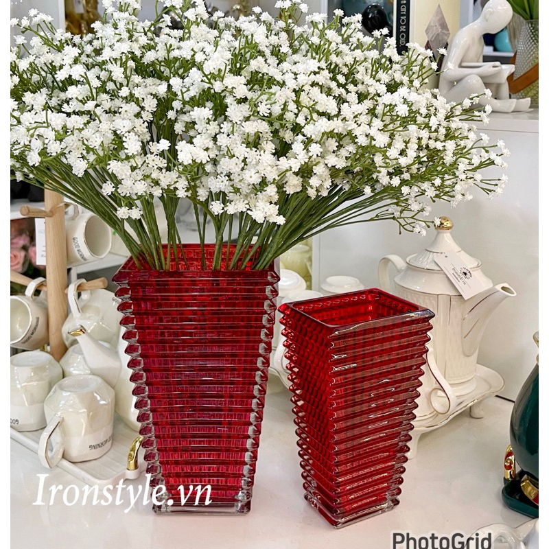 Lọ cắm hoa thuỷ tinh kim cương pha lê decor trang trí nội thất sang trọng