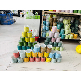 Siêu Sale - Gốm Sứ Bát Tràng Cốc Trụ Men Vân Đá Cao Cấp 200ml Nhiều Màu ( chọn màu ib )
