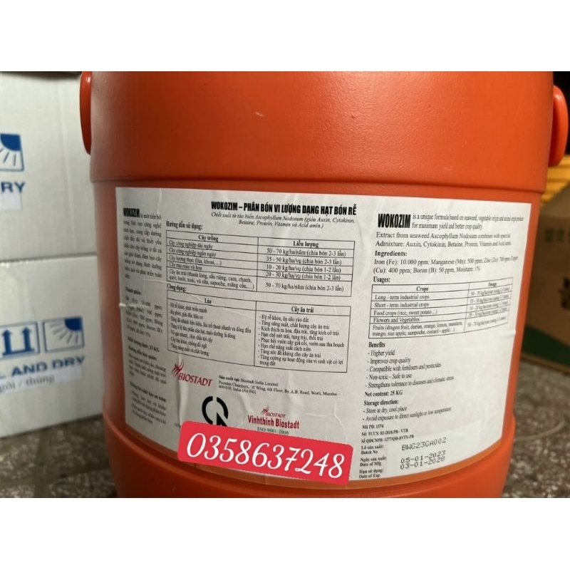 Phân bón vi lượng dạng hạt bón rễ WOKOZIM