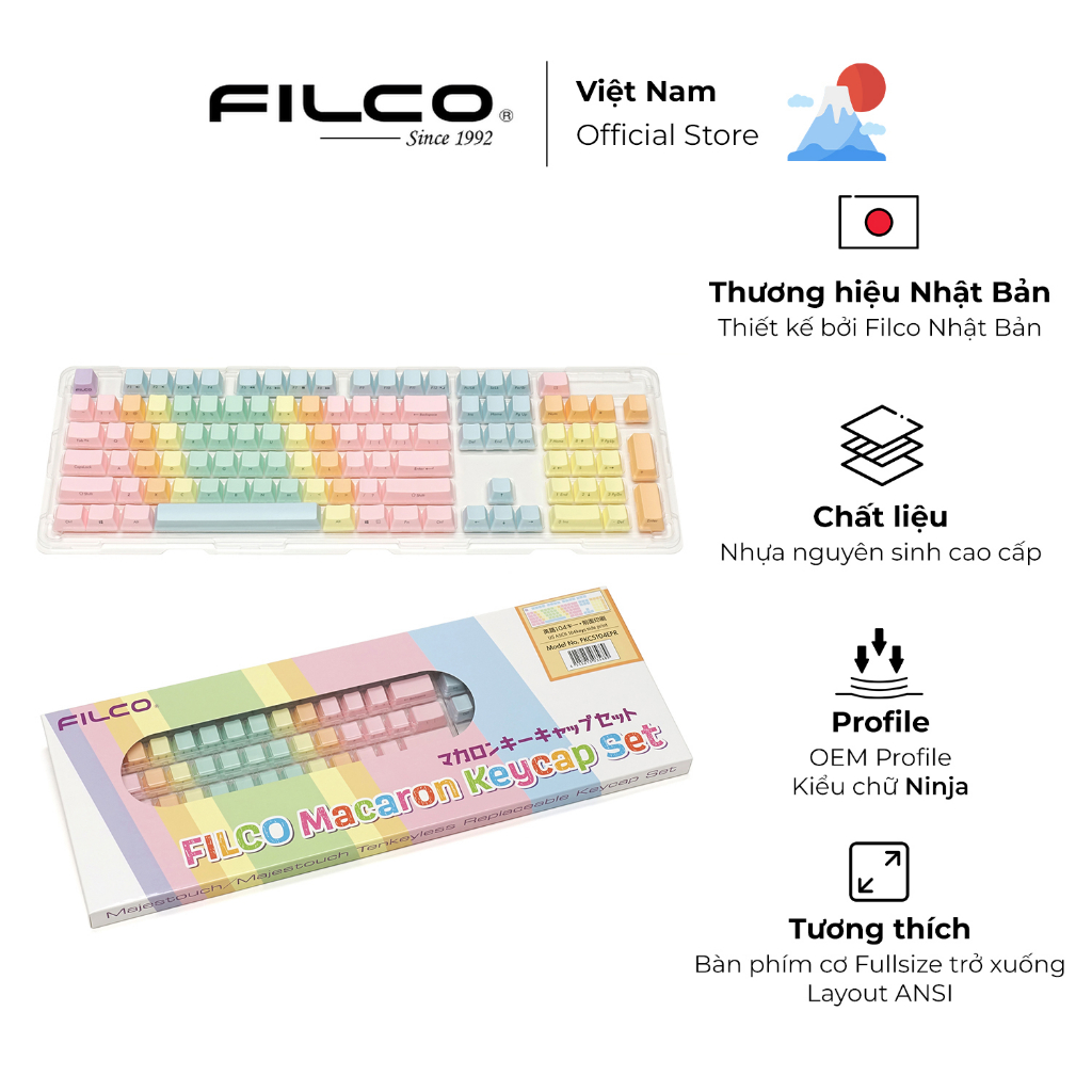 Bộ keycap thay thế Filco Macaron 104 phím kiểu chữ Ninja - Hàng Chính Hãng