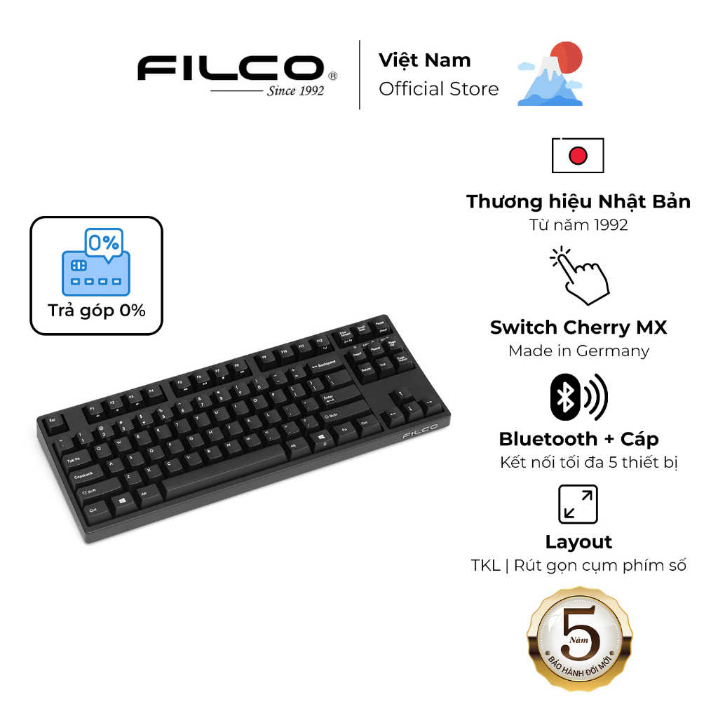 Bàn phím cơ Filco Majestouch Convertible 2 size Tenkeyless - Hàng Chính Hãng