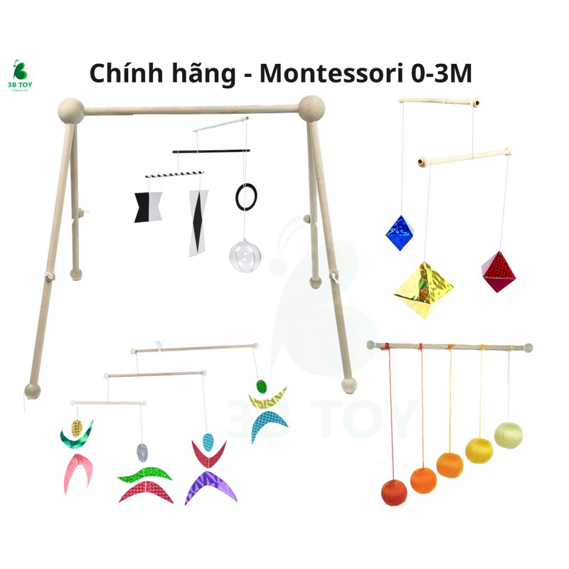 [LÀM SẴN] Đồ chơi montessori sơ sinh gobbi-munari-bát diện-chuyển động kích thích thị giác vũ công đồ chơi treo kệ chữ a