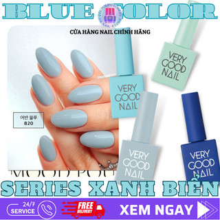 Sơn gel cao cấp Very Good Nail Hàn Quốc - Chai lẻ Blue color Series tone màu xanh dương đậm đặc bền cho móng tay sáng