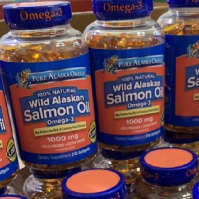 Viên uống dầu cá hồi Pure Alaska Omega-3 Wild Alaskan Salmon Oil 1000mg 210 viên Của Mỹ🇺🇸