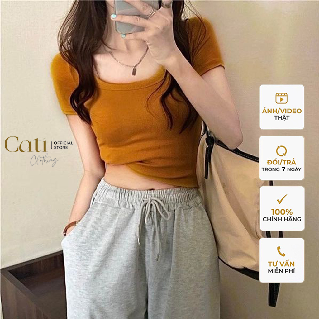 Aó Crotop Cổ U A1044 Dáng Vừa Phải Không Quá Ngắn Với 4 Màu Trendy Hot Hit
