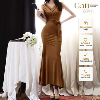 Đầm Midi Đuôi Cá Sát Nách A1198 Chất Thun Tăm Đanh Mịn Belt Liền Có Thể Thắt Trước Hoặc Sau