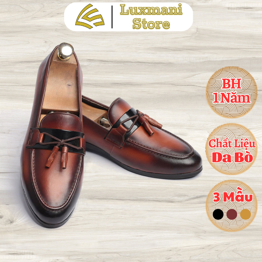 giày mọi nam da bò, làm thủ công bảo hành 1 năm - T42