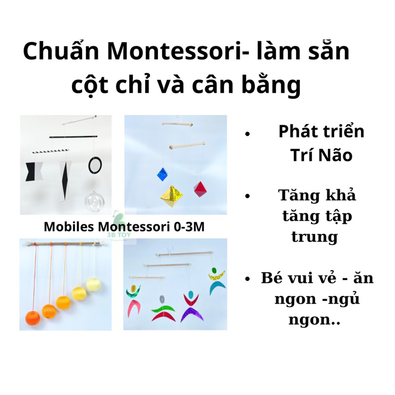 Đồ chơi montessori sơ sinh gobbi-munari-bát diện-chuyển động kích thích thị giác vũ công đồ chơi treo kệ chữ a