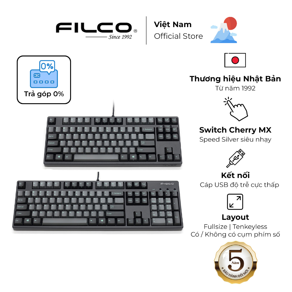 Bàn phím cơ Filco Majestouch 2SS Edition (Keycap PBT, Silver Speed Switch) - Hàng Chính Hãng